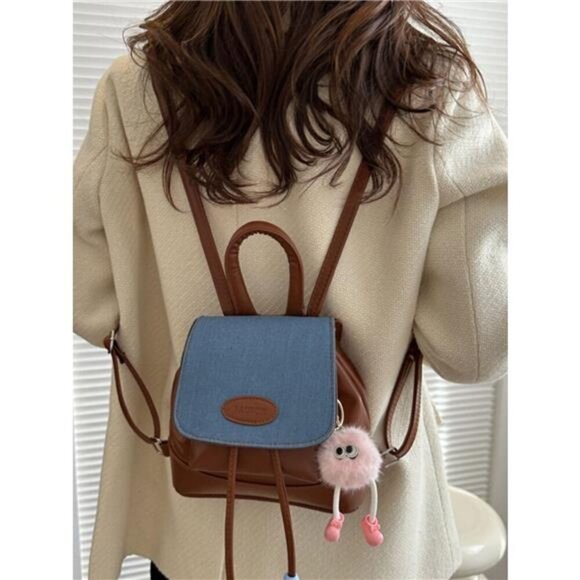 Mini Leather Drawstring Backpack Bag - Picture 4 of 6